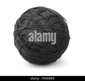 Ball der schwarzen schweren Thread isoliert auf weiss Stockfoto