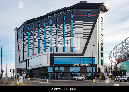 Hotel Fußball, Sir Matt Busby Weg, Old Trafford, Manchester, England, UK Stockfoto