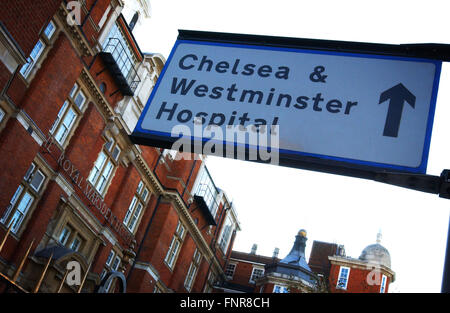 Eingangstor zu der The Royal Marsden Hospital in London.   Royal Marsden Hospital ist ein Fachkrankenhaus Krebs Behandlung in Stockfoto
