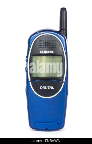 Alte Technologie Mobile/Handy auf einem weißen Hintergrund. Stockfoto