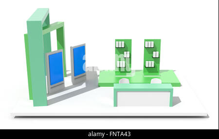 Leere und leere Handel Kiosk auf weiße, original Design, 3d illustration Stockfoto