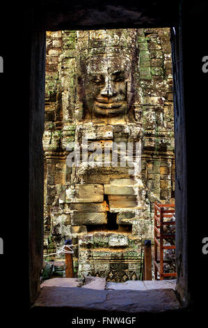 Stone Gesicht am Bayon, Angkor Thom, Kambodscha Stockfoto