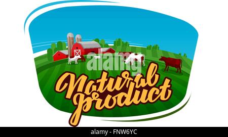 Kuh-Milch-Vektor-Logo. Milchviehbetrieb, Landwirt oder Vieh-Ranch-Symbol Stock Vektor