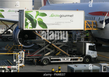 Gate Gourmet catering Flugzeug Jet Flugzeug Flug Stockfoto