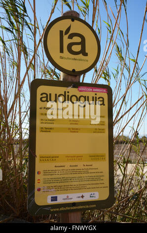 Info über die Verwendung von audio-Guide zu Albufera Valencia, Spanien Stockfoto