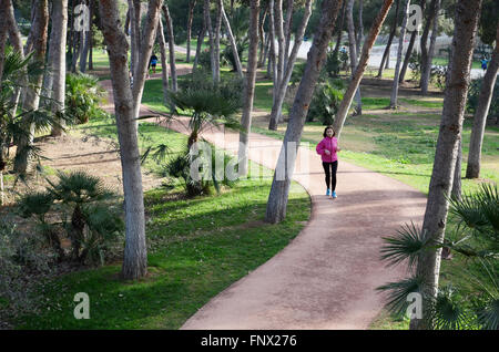 Joggen im Jardin del Turia, Valencia, Spanien Stockfoto