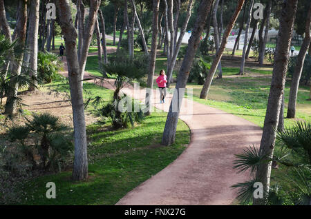 Joggen im Jardin del Turia, Valencia, Spanien Stockfoto