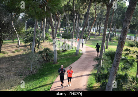 Joggen im Jardin del Turia, Valencia, Spanien Stockfoto