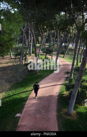 Joggen im Jardin del Turia, Valencia, Spanien Stockfoto