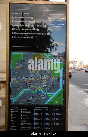 Straße Plan und Tourist Info Oxford United Kingdom Stockfoto