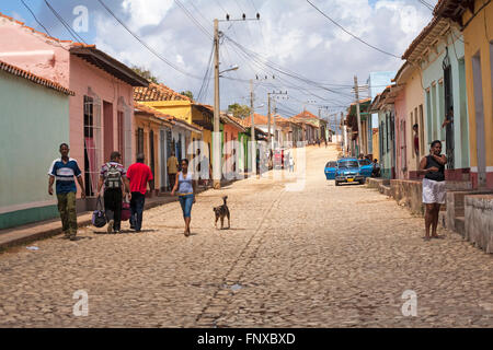 täglichen Lebens Straßenszene in Trinidad, Kuba, Westindische Inseln, Karibik, Mittelamerika im März Stockfoto