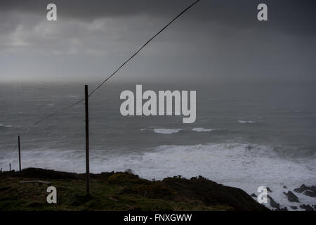 stürmischen Bedingungen am Hartland in Devon UK Stockfoto