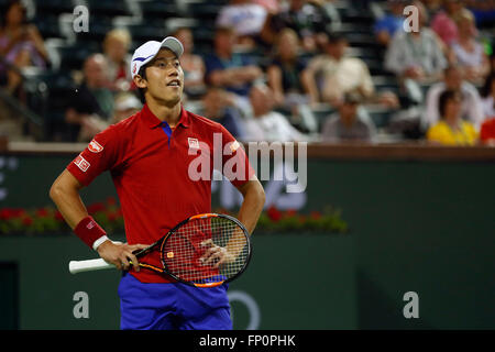 Indische Brunnen, Kalifornien, USA. 15. März 2016. Kei Nishikori (JPN) Tennis: Kei Nishikori Japans während der BNP Paribas Open Herren Einzel viertes Vorrundenspiel in Indian Wells, Kalifornien, USA. © AFLO/Alamy Live-Nachrichten Stockfoto