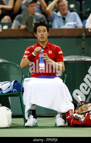 Indische Brunnen, Kalifornien, USA. 15. März 2016. Kei Nishikori (JPN) Tennis: Kei Nishikori Japans während der BNP Paribas Open Herren Einzel viertes Vorrundenspiel in Indian Wells, Kalifornien, USA. © AFLO/Alamy Live-Nachrichten Stockfoto