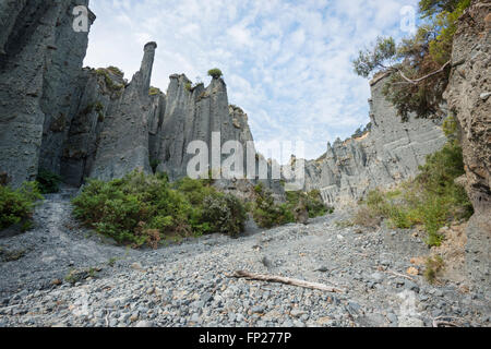 Putangirua Pinnacles in der Aorangi reicht, Nordinsel, Neuseeland Stockfoto