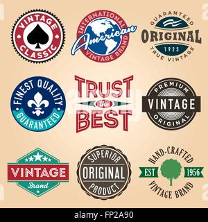 Vektor-Sammlung von bearbeitbaren Vintage Etiketten Stock Vektor