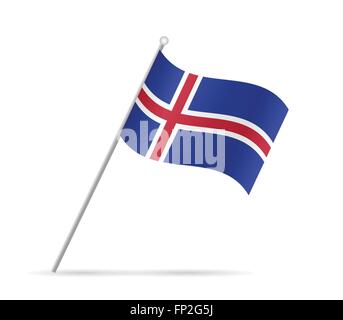 Abbildung einer Fahne aus Island isoliert auf einem weißen Hintergrund. Stock Vektor