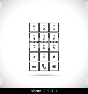 Illustration einer Telefontastatur isoliert auf einem hellen Hintergrund. Stock Vektor
