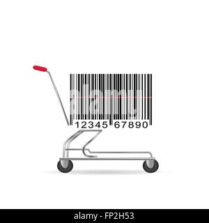 Illustration einer abstrakten Barcode Warenkorb isoliert auf einem weißen Hintergrund. Stock Vektor