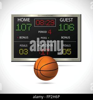 Abbildung eines Basketball und Anzeiger isoliert auf einem weißen Hintergrund. Stock Vektor