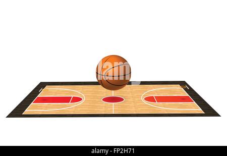 Abbildung von einem Basketballplatz und Ball. Stock Vektor