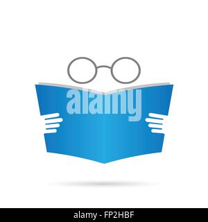 Illustration eines Buches und Gläser auf einem weißen Hintergrund isoliert. Stock Vektor