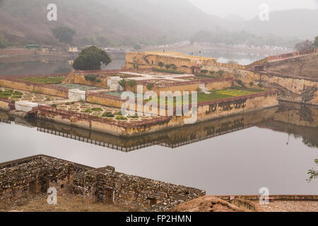 Asien, Indien, Rajasthan, Jaipur, Amber Fort, Maota See, vom Amber Fort aus gesehen. Stockfoto
