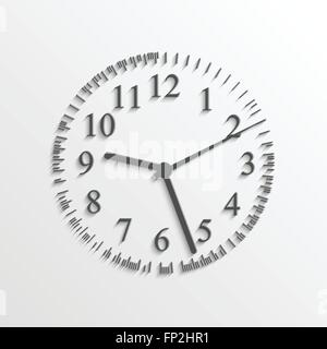 Beispiel für eine Uhr auf einem hellen Hintergrund mit Schatten. Stock Vektor