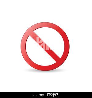 Abbildung eines roten verbotenen Zeichens isoliert auf einem weißen Hintergrund. Stock Vektor