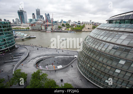 Rathaus der Sitz der Greater London Authority, des Mayor of London und die London Assembly besteht. Es befindet sich in Southwark am Südufer der Themse in der Nähe von Tower Bridge. Stockfoto