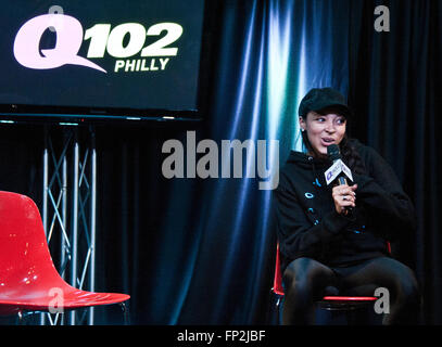 Bala Cynwyd, Pennsylvania, USA. 15. März 2016. US-amerikanischer Singer-Songwriter Tinashe besucht Q102 Performance-Theater. Stockfoto