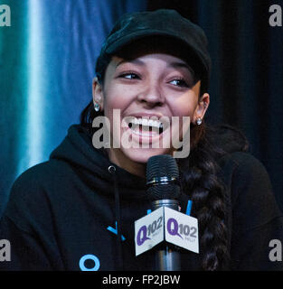 Bala Cynwyd, Pennsylvania, USA. 15. März 2016. US-amerikanischer Singer-Songwriter Tinashe besucht Q102 Performance-Theater. Stockfoto