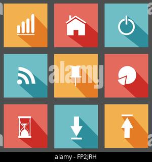 Abbildung von verschiedenen bunten Metro Icons. Stock Vektor