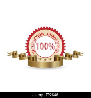 Abbildung eines Zufriedenheit garantiert Labels isoliert auf einem weißen Hintergrund. Stock Vektor