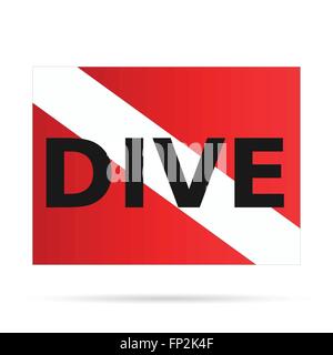 Abbildung eines Scuba Dive Flags isoliert auf einem weißen Hintergrund. Stock Vektor