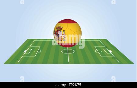 Darstellung einer Spanien-Fußball und Feld. Stock Vektor