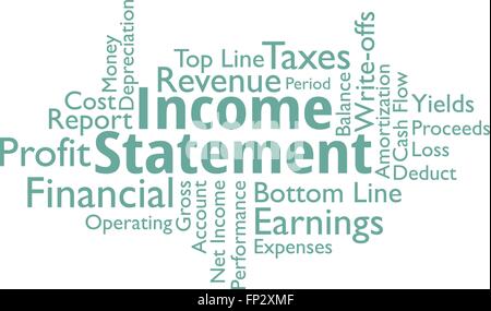 Einkommen-Anweisung Wörter Stock Vektor