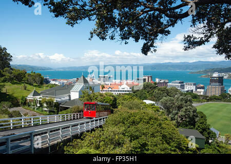 WELLINGTON, NEW ZEALAND - 13. Dezember 2015: Stadtansicht von der Seilbahn in Wellington Stockfoto