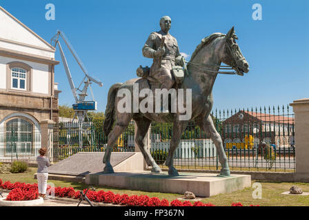 Reiterstatue des Diktators Francisco Franco, dem zentralen Platz von seiner Heimatstadt entnommen und im Museum wieder aufgebaut Stockfoto