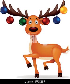 Hirsch mit Weihnachtskugel Stock Vektor