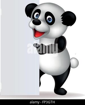 Panda und leere Zeichen Stock Vektor