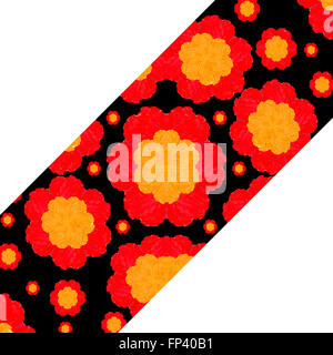 Weißen Hintergrund mit dekorierten Blumenmuster Design Diagonale Streifen Grenze. Stockfoto