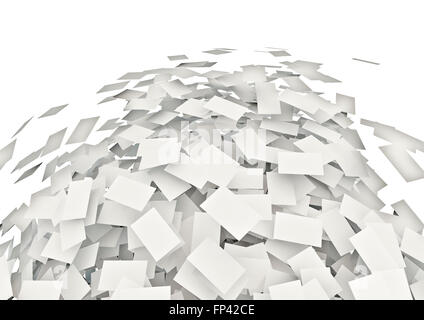 Papier-Sturm / 3D-Render Papierbögen zu fliegen Stockfoto