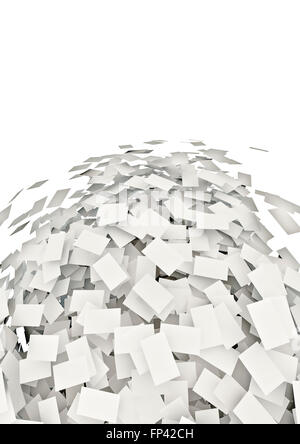Papier-Sturm / 3D-Render Papierbögen zu fliegen Stockfoto