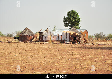 Rund gemauerte Hütten in der Nähe von Grottes de Nok in Togo im ländlichen Westafrika Stockfoto