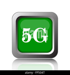 5G-Symbol. Internet-Button auf schwarzem Hintergrund. Stockfoto