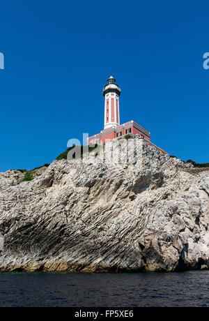 Leuchtturm am Punta Carena, Insel Capri, Provinz von Neapel, Kampanien, Italien Stockfoto