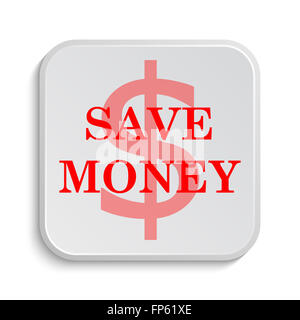 Sparen Sie Geld-Symbol. Internet-Button auf weißem Hintergrund. Stockfoto