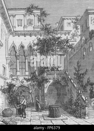 Venedig: Innenhof des Palastes Salviati, antique print 1882 Stockfoto