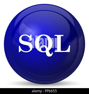 SQL-Symbol. Internet-Button auf weißem Hintergrund. Stockfoto